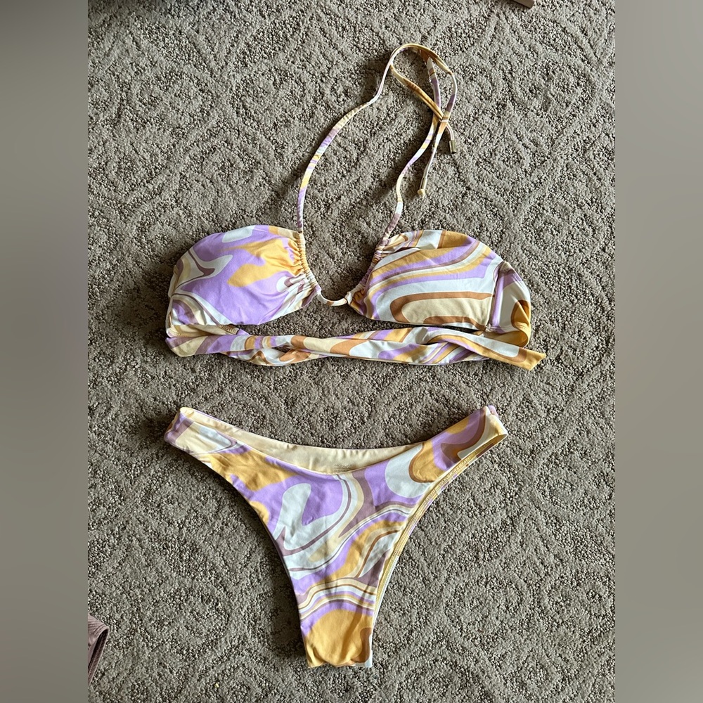 Monday Swimwear Italian Ice Bikini Bottom L Top S